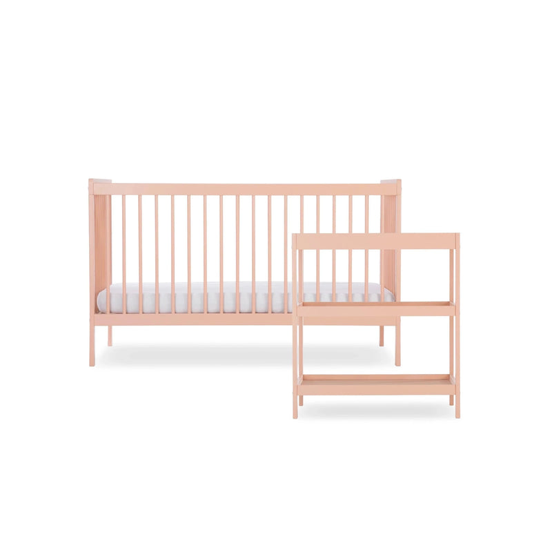 The cot bed and changing unit of the Blush Pink CuddleCo Nola 2 Piece Room Set | Nursery Furniture Sets | Room Sets | Nursery Furniture - Clair de Lune UK