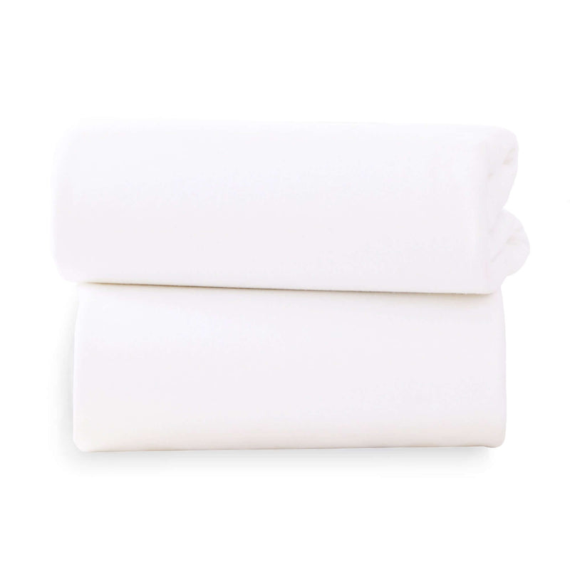 2 Pack White Universal Bedside Crib Fitted Sheets | Soft Baby Sheets | Cot, Cot Bed, Pram, Crib & Moses Basket Bedding - Clair de Lune UK