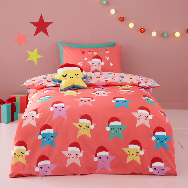 Cosatto Christmas Fairy Single Bed Duvet Cover Set on a single bed in a pink girl bedroom | Single Bedding | Kids Bedding - Clair de Lune UK