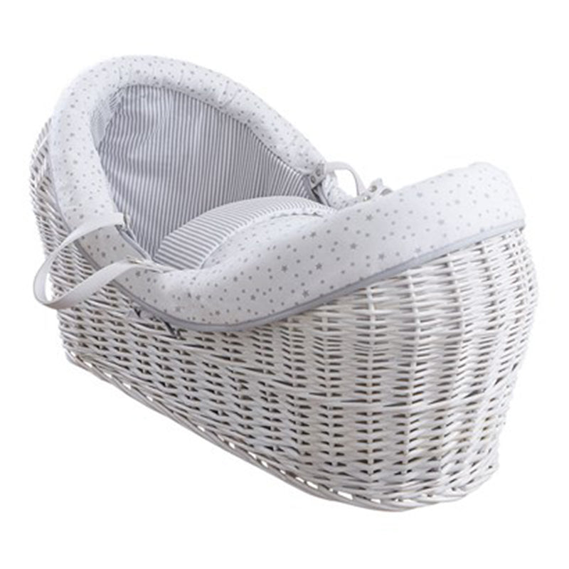 Grey Stars & Stripes Wrapover® Noah Pod® Bedding Set | Moses Basket Dressings | Bedding - Clair de Lune UK