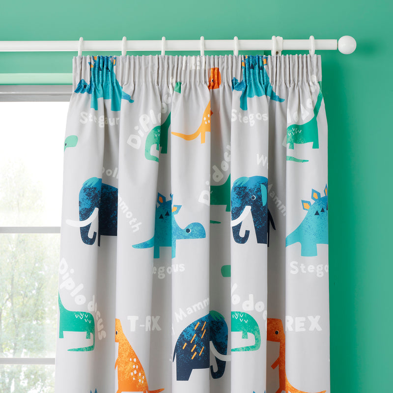 Cosatto D Is For Dino Pencil Pleat Curtains - 66" Width x 72" Drop in a kid room | Curtains | Nursery Decorations | Nursery Furniture - Clair de Lune UK