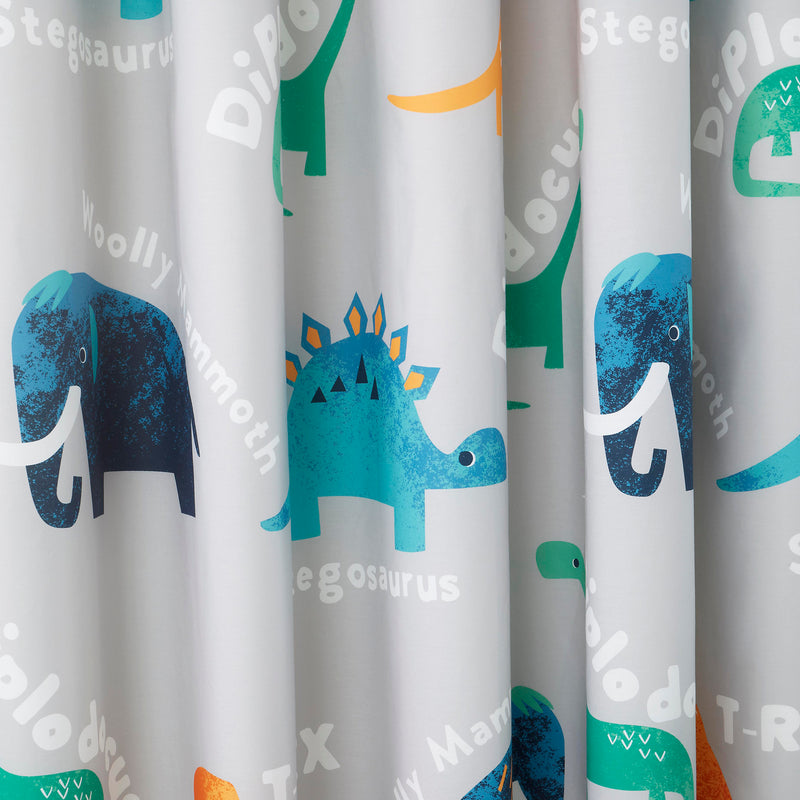 The dino details of the Cosatto D Is For Dino Pencil Pleat Curtains - 66" Width x 72" Drop | Curtains | Nursery Decorations | Nursery Furniture - Clair de Lune UK