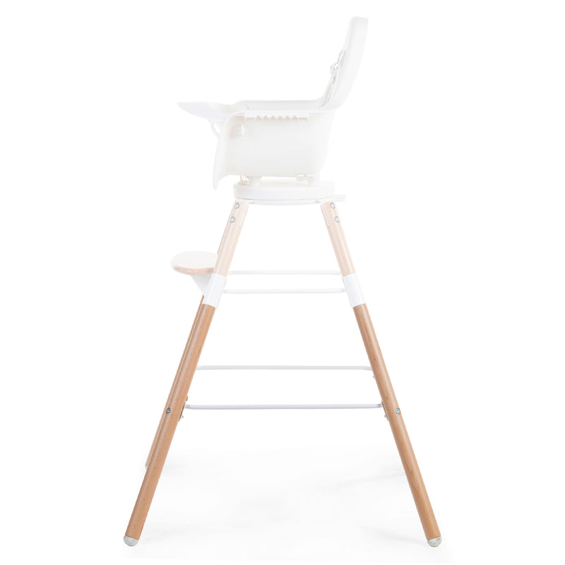 The side of the Natural/White Childhome Evolu 2 Extra Long Legs with Footstep | Highchairs | Feeding & Weaning - Clair de Lune UK