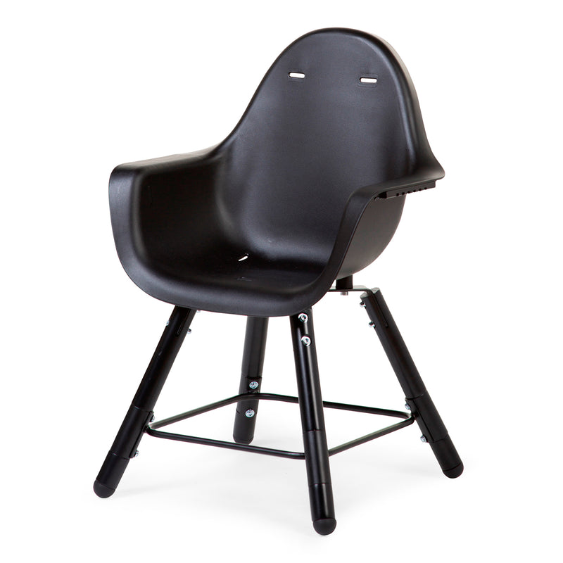 Black Childhome Evolu 2 Chair - 2 In 1 with Bumper as a toddler chair | Highchairs | Feeding & Weaning - Clair de Lune UK