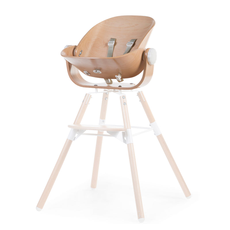 Natural/White Childhome Evolu Newborn Seat (For Evolu & One80°) on the highchair legs | Highchairs | Feeding & Weaning - Clair de Lune UK
