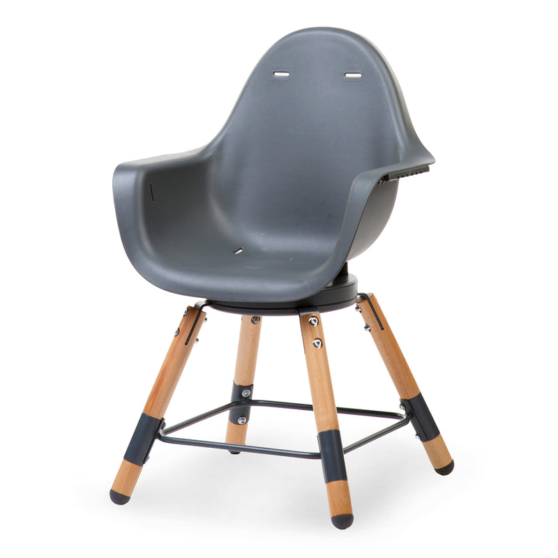 Natural/Anthracite Childhome Evolu 2 Chair - 2 In 1 with Bumper as a toddler chair | Highchairs | Feeding & Weaning - Clair de Lune UK