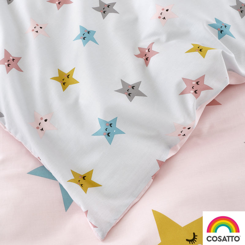  The white side of the Cosatto Happy Stars Junior Bed Duvet Cover Set | Toddler Bedding - Clair de Lune UK